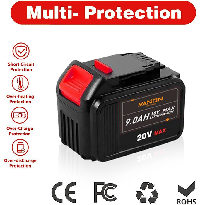 For Dewalt 9.0Ah Battery replacement | 20V Max Li-ion Battery DCB200 DCB201 DCB203 DCB181 DCB180 2 Pack