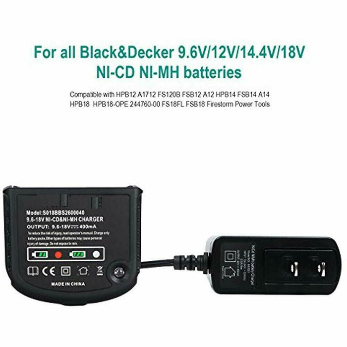 Black & Decker HPB18-OPE 12V 14.4V 18V NiCD NiMH Replacement Charger